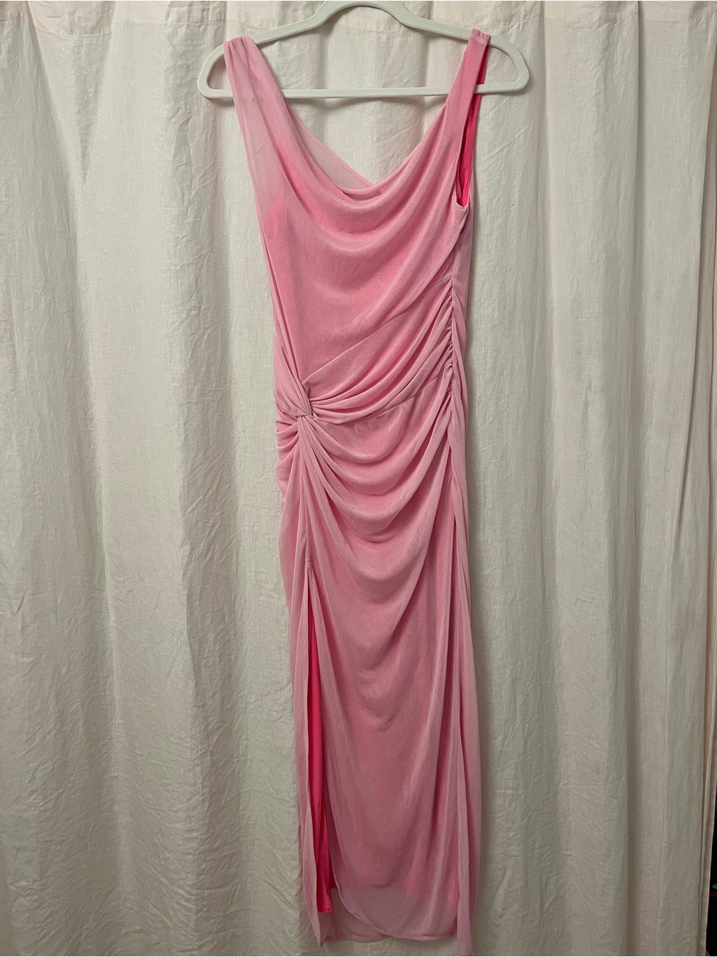 Amanda Uprichard Pink One-Shoulder Draped Evening Gown